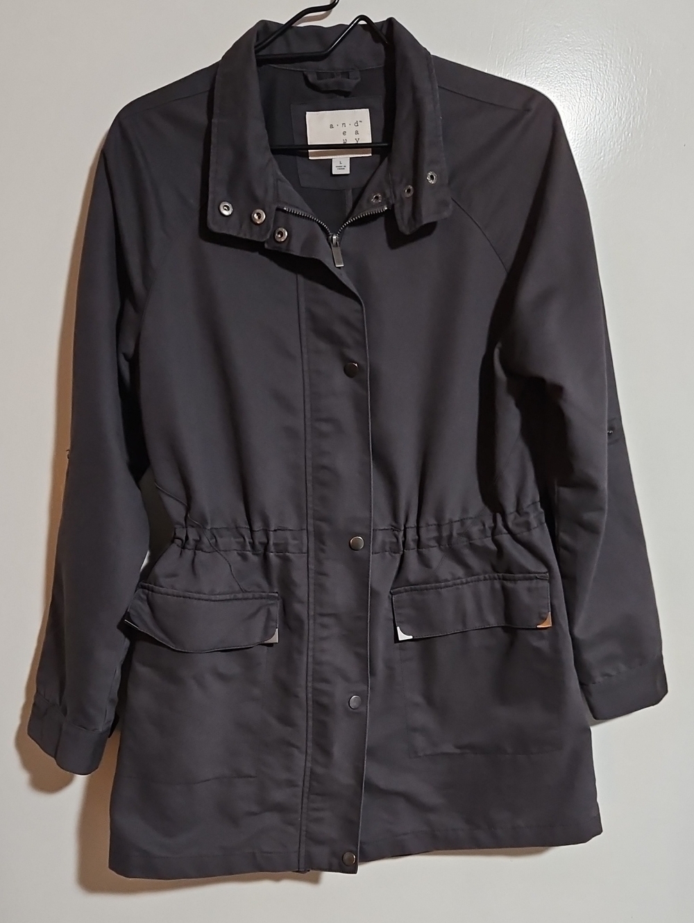 a new day Black Utility Anorak Jacket, Size L, EUC